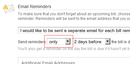 Additional Reminders Setting