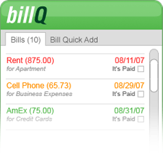billQ Dashboard Widget Screenshot