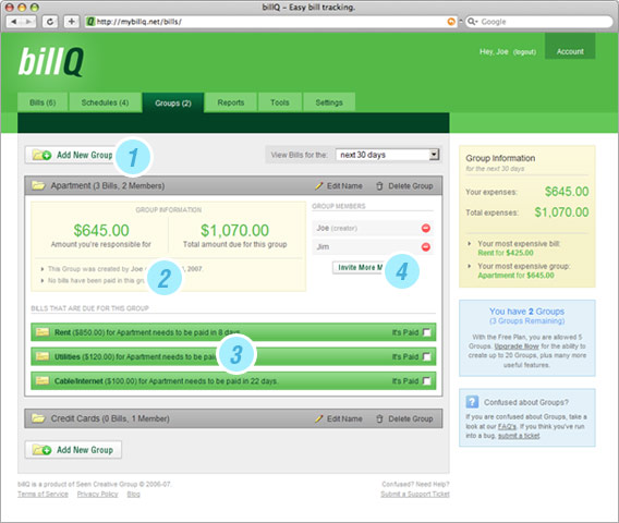 The Groups Page Screenshot
