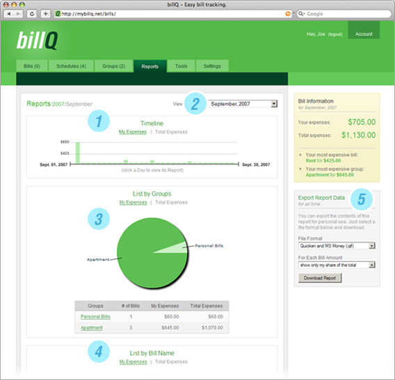 The Reports Page Screenshot